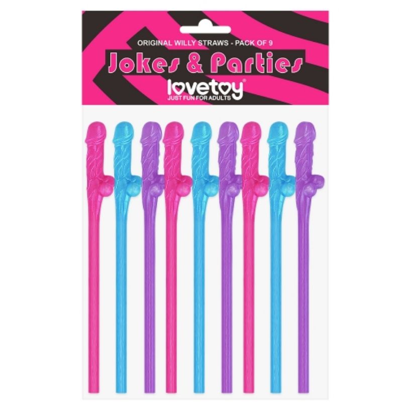 LV765001C 9pc Willy Straws Multi Color