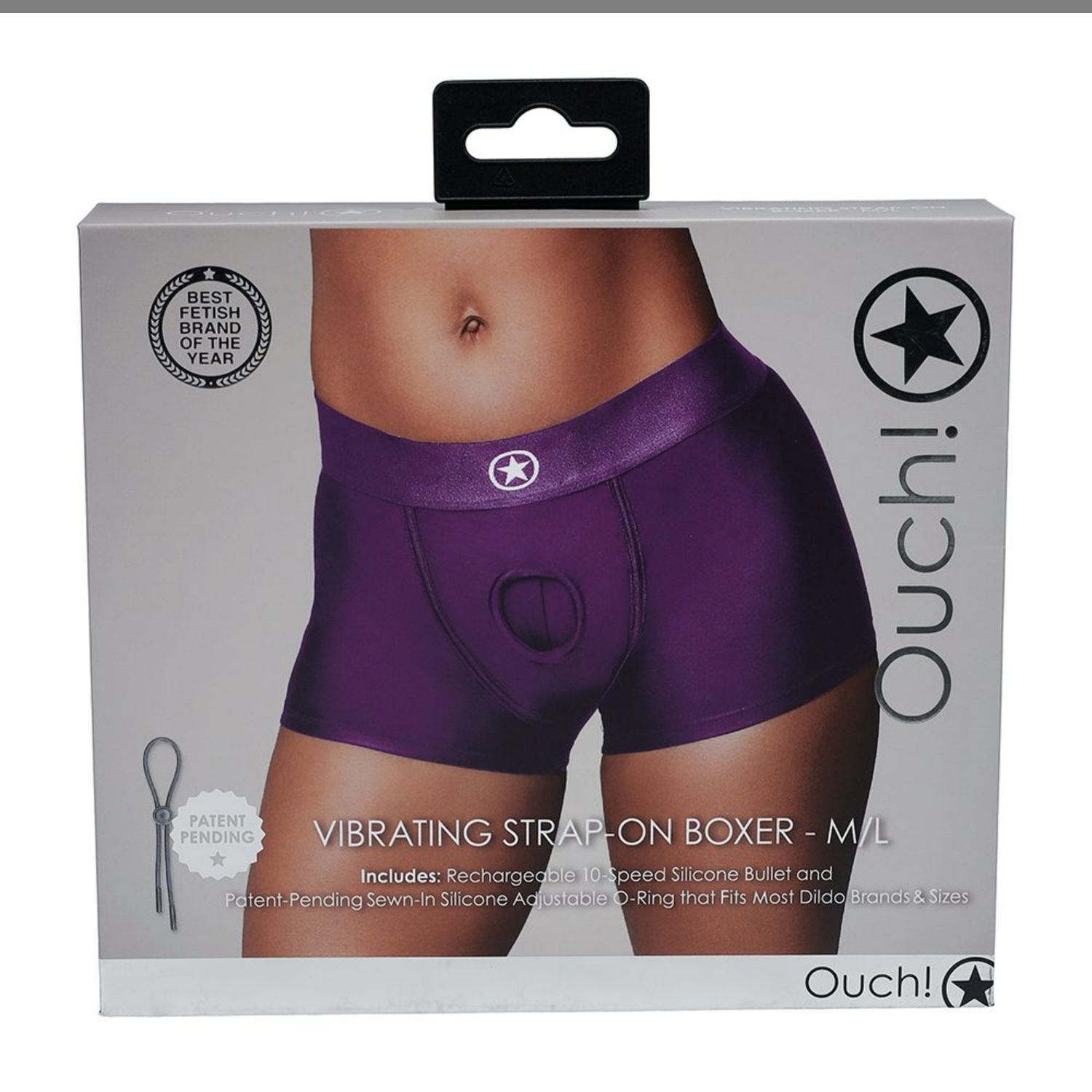 ST3201 Strap-On Vibrating Boxer Purple M/L