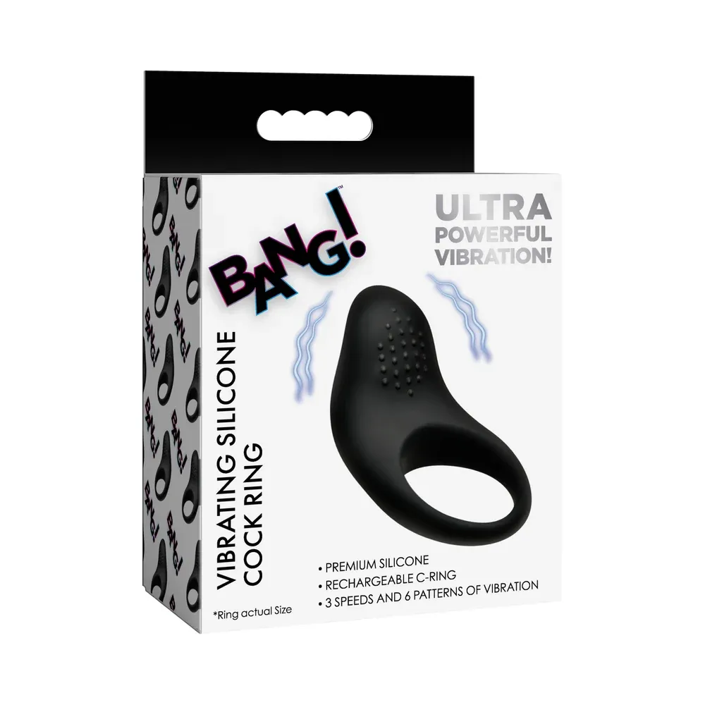 AH884 Vibrating Silicone Cock Ring Black