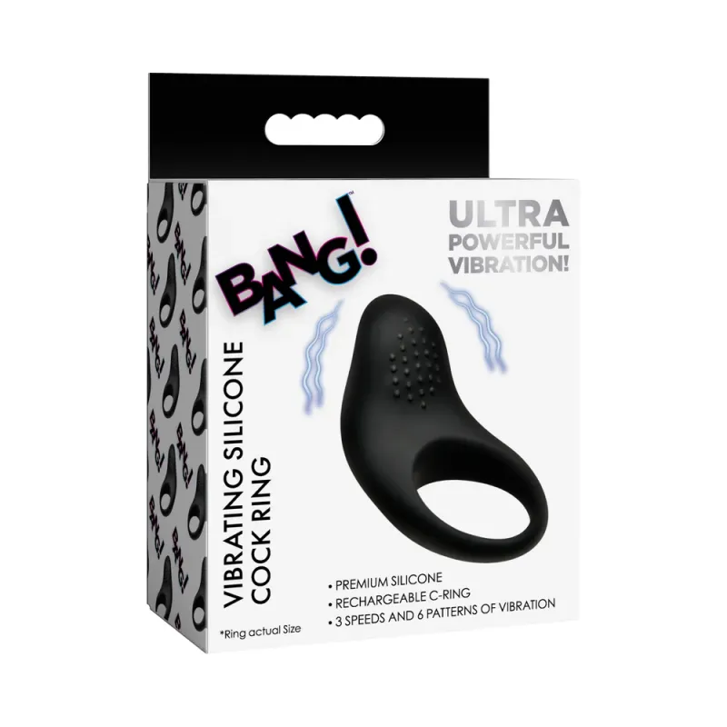 AH884 Vibrating Silicone Cock Ring Black