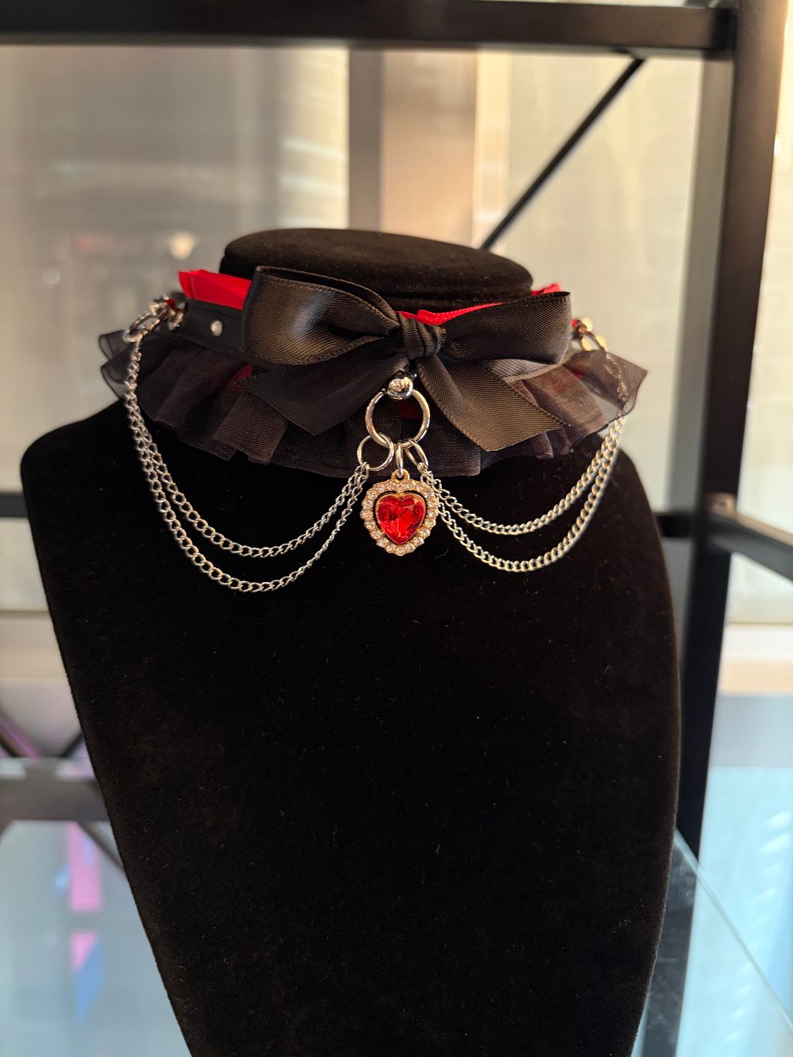 Red/Black Collar Crystal Heart