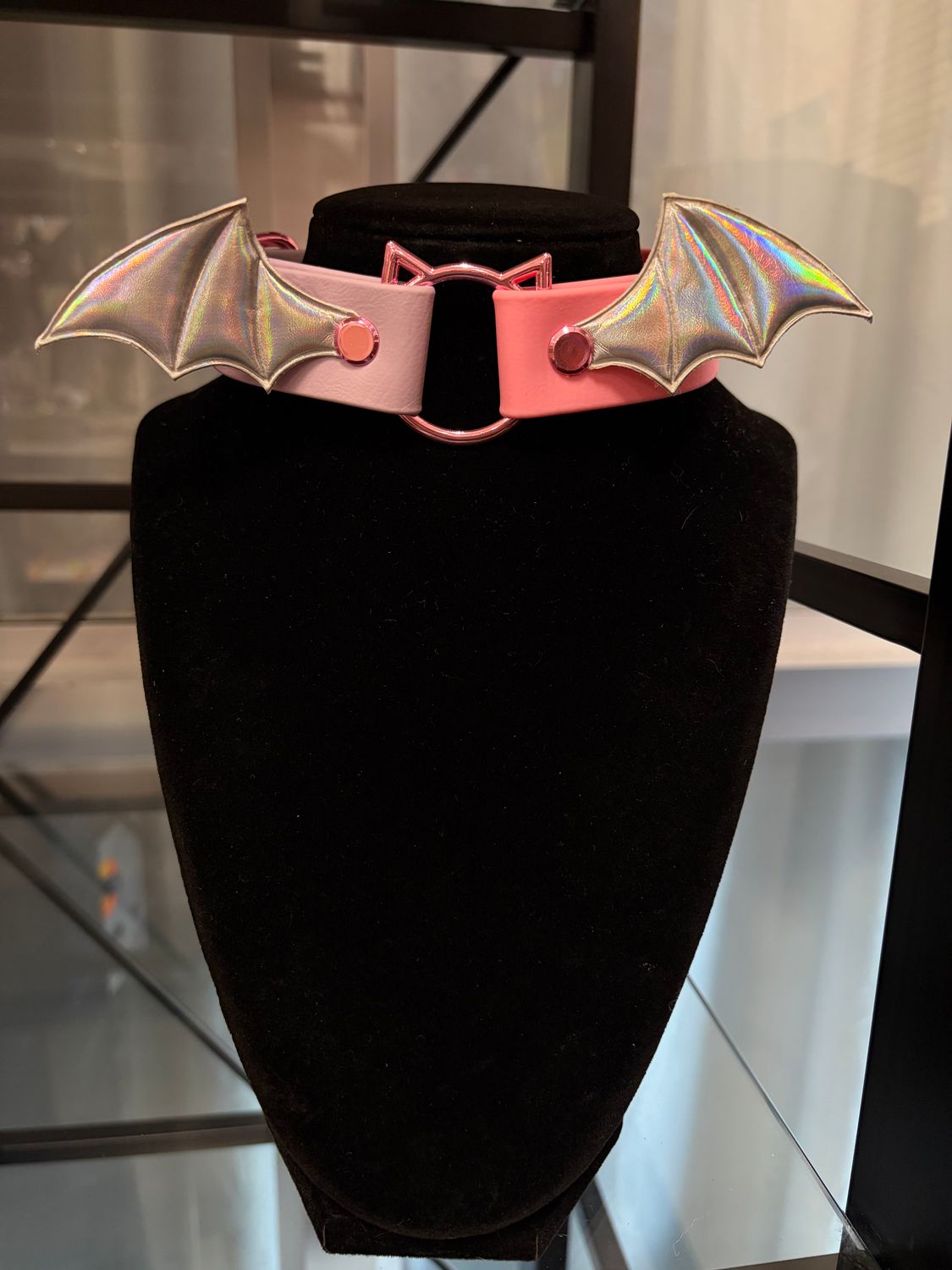 Pastel Kitty/Bat Biothane Collar