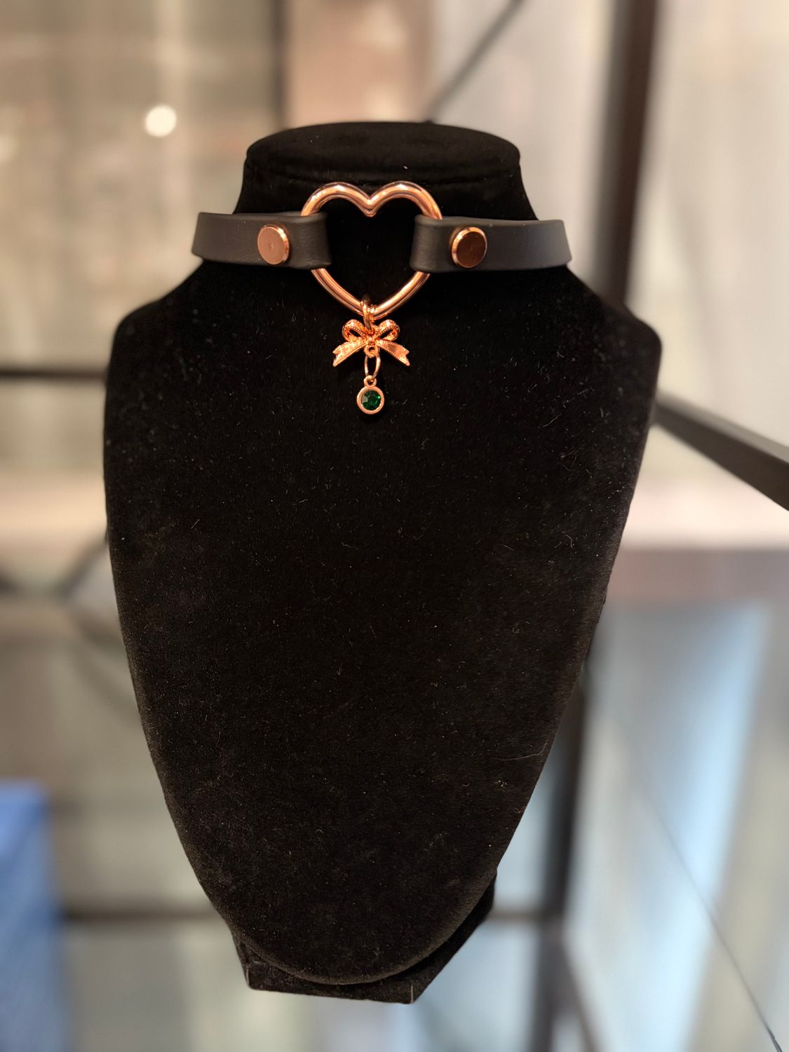 Black/R.Gold Biothane Collar W/ Gem