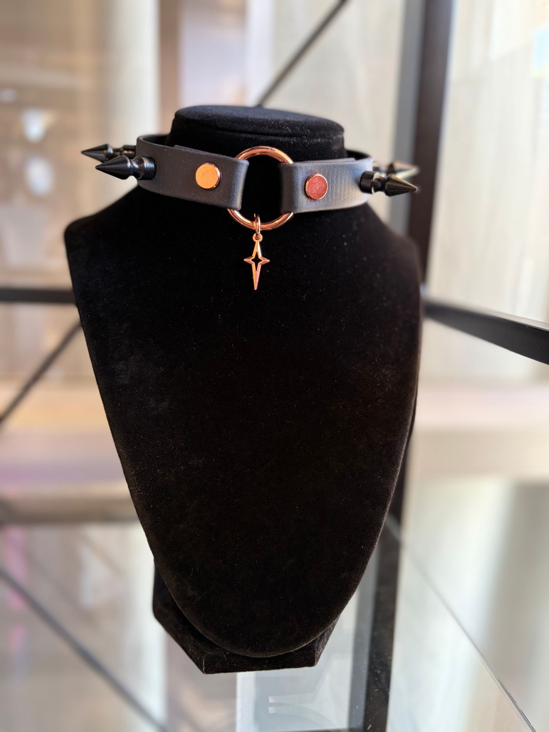 Black/R.Gold Biothane Collar W/ Star