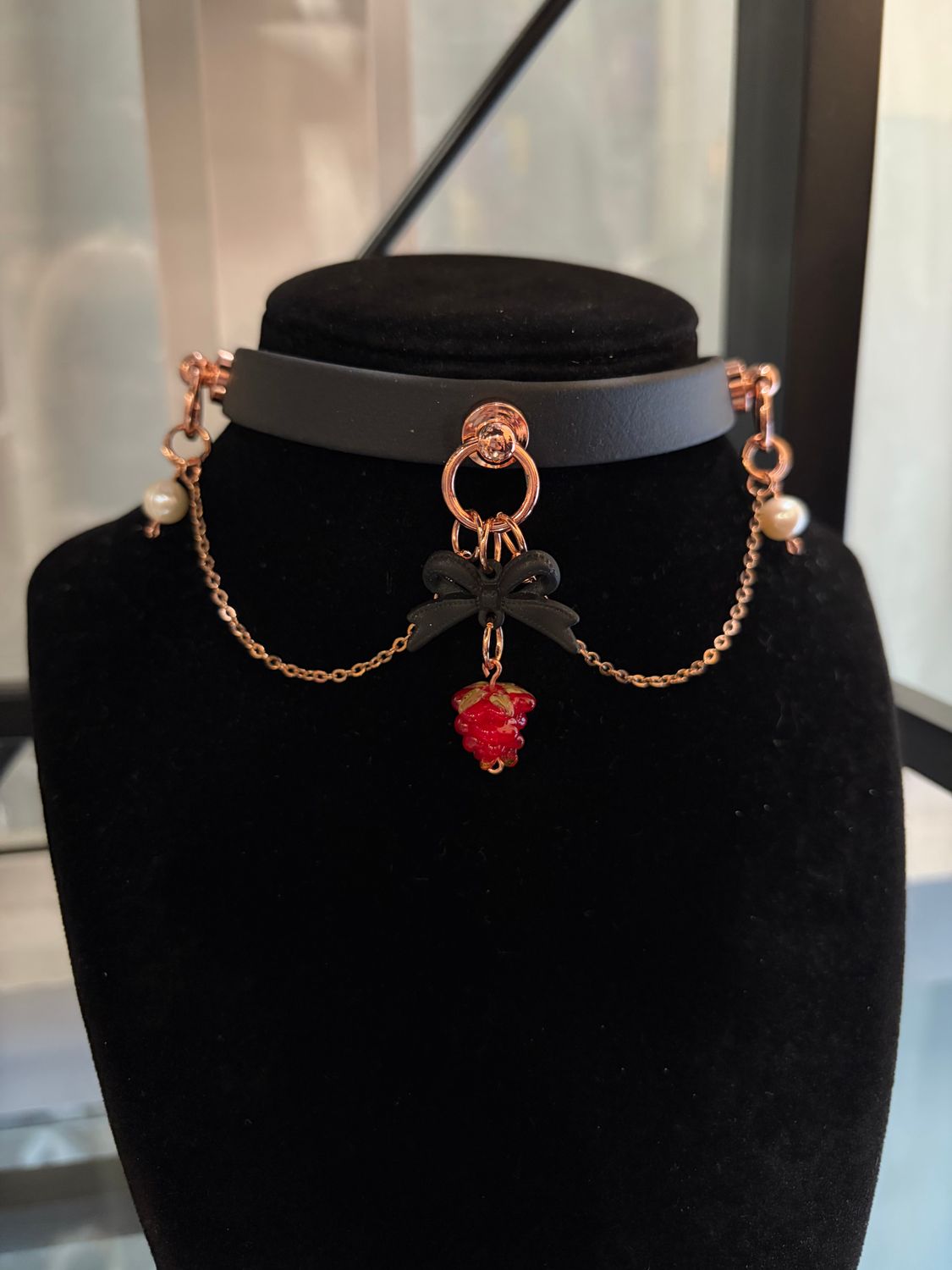 Raspberry/Pearl Biothane Collar