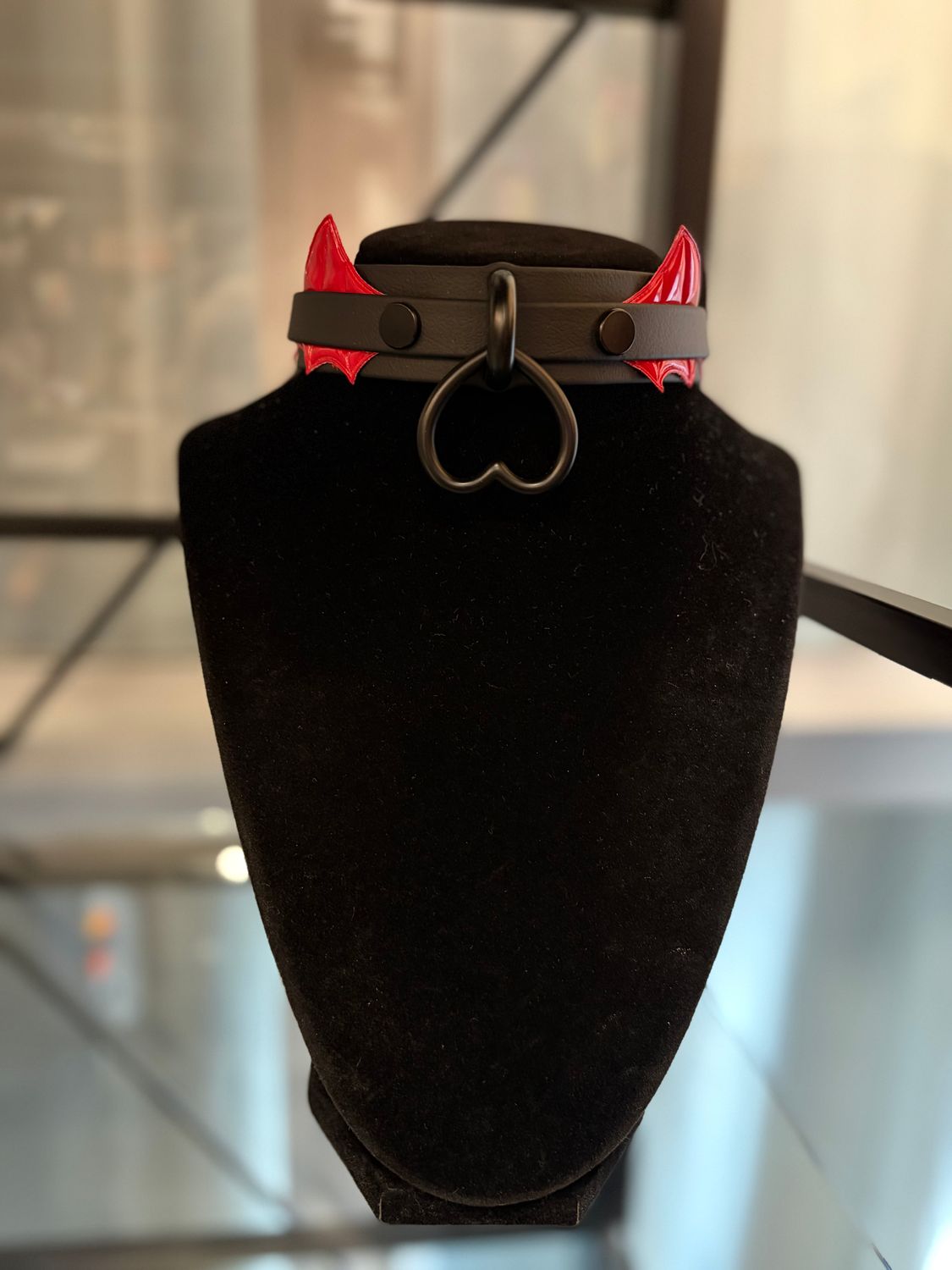 Black/Red Bat Pup Biothane Collar