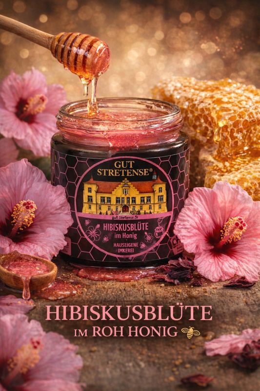 🌺 Hibiskusblüte im ROH HONIG von Gut Stretense / 230 Gramm
