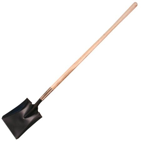 Square Point Shovel with Long Wood Handle