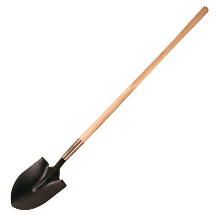 Round Point Shovel with Long Wood Handle