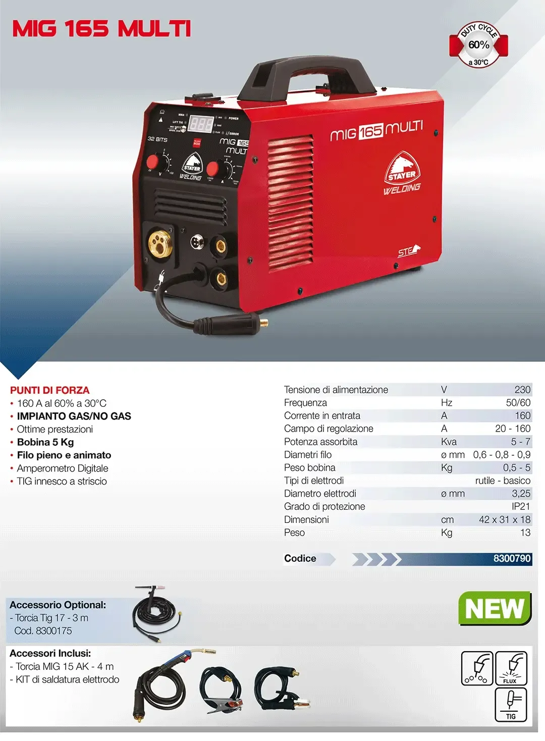 SALDATRICE MIG165 160A MULTI FUNZIONE STAYER