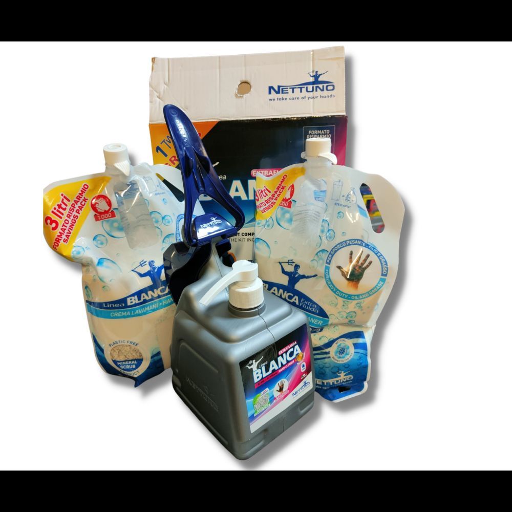 Crema mani linea blanca EXTRAFLUIDA NETTUNO kit TBOX+TBAG+ TWALL  - NETTUNO