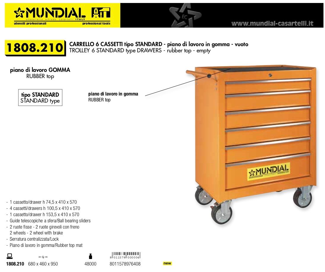 CARRELLO 67 UTENSILI 6 MODULI MUNDIAL