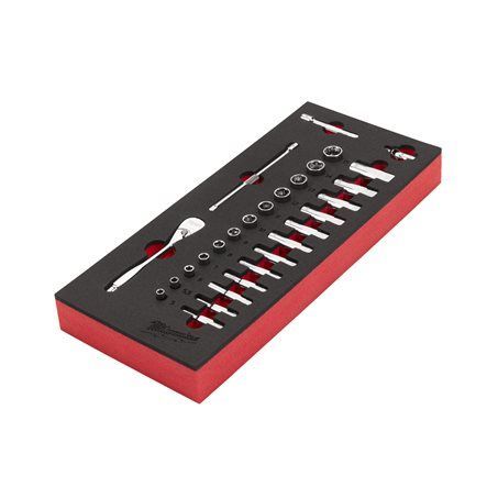 Set di cricchetto e bussole da 1/4˝ in modulo morbido - 28 pezzi -  MILWAUKEE