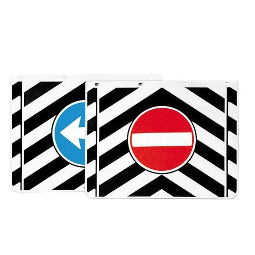 COPPIA PARASPRUZZI RILIEVO MISURA 35X45 PER CAMION IN PVC CON STRISCE+ SEGNALI COMPLETE DI STAFFE ZINCATE E VITI- LAMPA