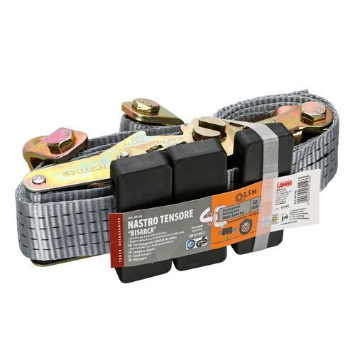 NASTRO TENSORE CON CRICCHETTO PER BISARCA CON GANCIO GIREVOLE- 4000KG- LAMPA 5X250cm