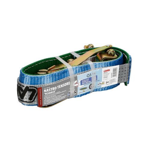 NASTRO TENSORE CON CRICCHETTO PER BISARCA  CON GANCIO GIREVOLE  5000 Kg - LAMPA  5x250 cm