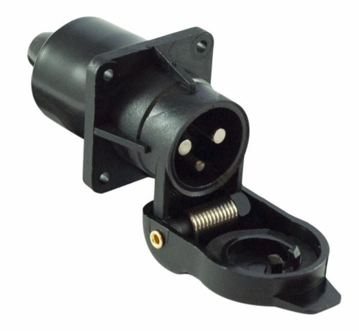 PRESA 3 POLI 12-24V IN PLASTICA CON 4 FORI DI FISSAGGIO E COPERCHIO- AMA