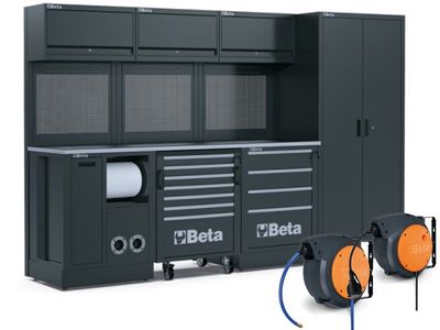 ARREDO MODULARE PER OFFICINA CON AVVOLGITUBO E AVVOLGICAVO COMPRESI BETA- RSC50G ARREDO MODULARE PER OFFICINA CON AVVOLGITUBO E AVVOLGICAVO COMPRESI BETA- RSC50G