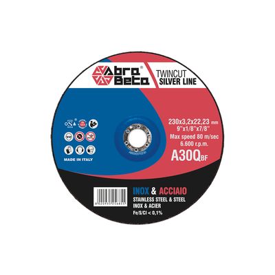 DISCO TAGLIO 230X3,2X22,23 A30Q ACCIAIO/INOX- ABRA BETA