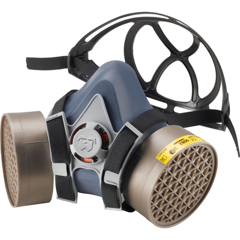 SEMIMASCHERA IN GOMMA IPOALLERGENICA NEW MASK II, SENZA FILTRI 2 ATTACCHI- NERI