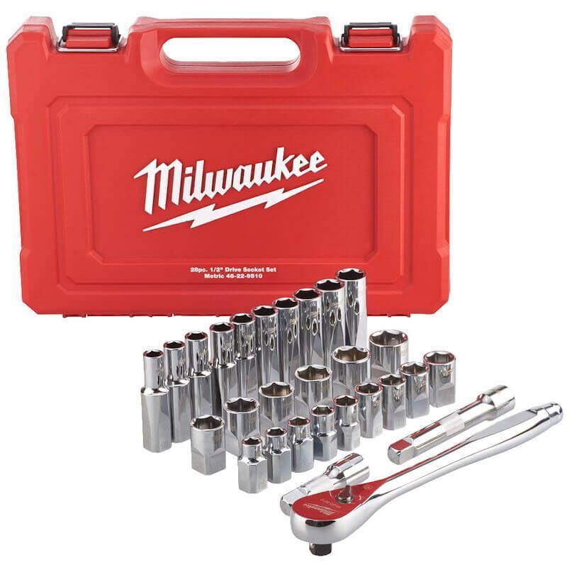 SET DI CRICHETTI E BUSSOLE 28pz. DA 1/2 CON TRASMISSIONE METRICA -MILWAUKEE SET DI CRICHETTI E BUSSOLE 28pz. DA 1/2 CON TRASMISSIONE METRICA -MILWAUKEE