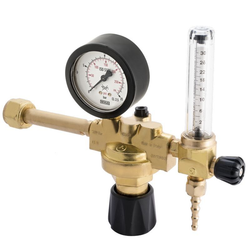 RIDUTTORE DI PRESSIONE OXYTURBO CO2 MAXY FLUX CON FLUSSOMETRO 1/4" - OXYTURBO