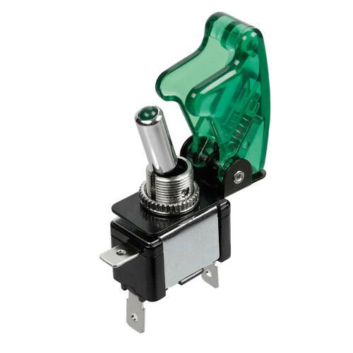 INTERRUTTORE CON LED SICURA 12/24V MAX 20A CON LED VERDE
