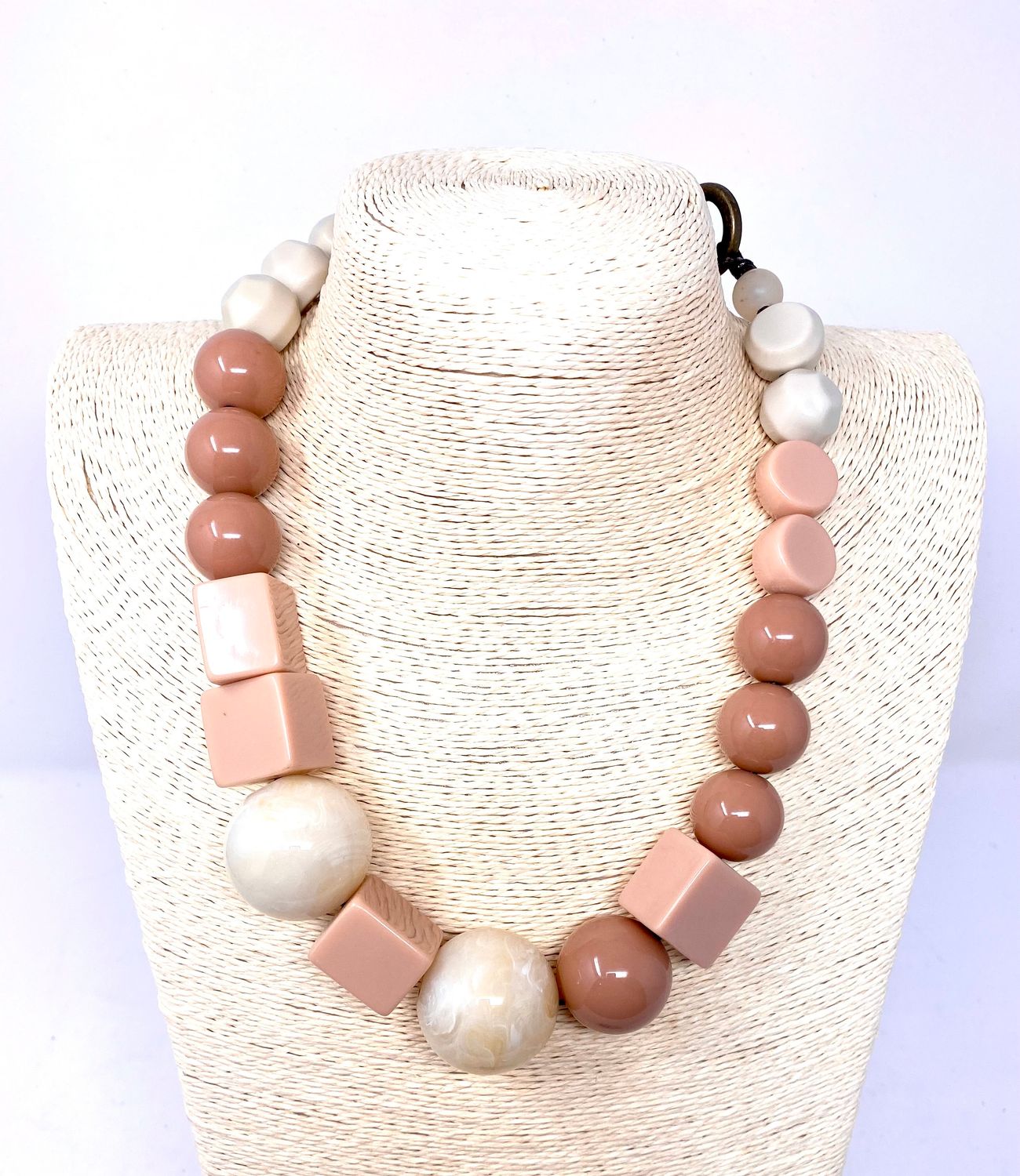 Collana sfere Rosa e avorio