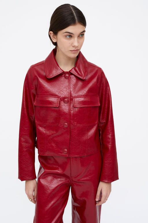 GIACCA ECOPELLE  ROSSO WILD PONY 11256