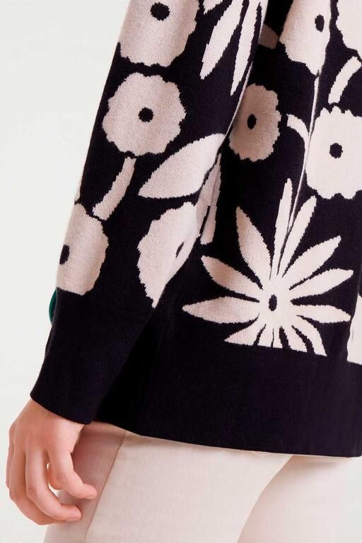 CARDIGAN FIORI COMPANIA FANTASTICA 10287  BIANCO NERO