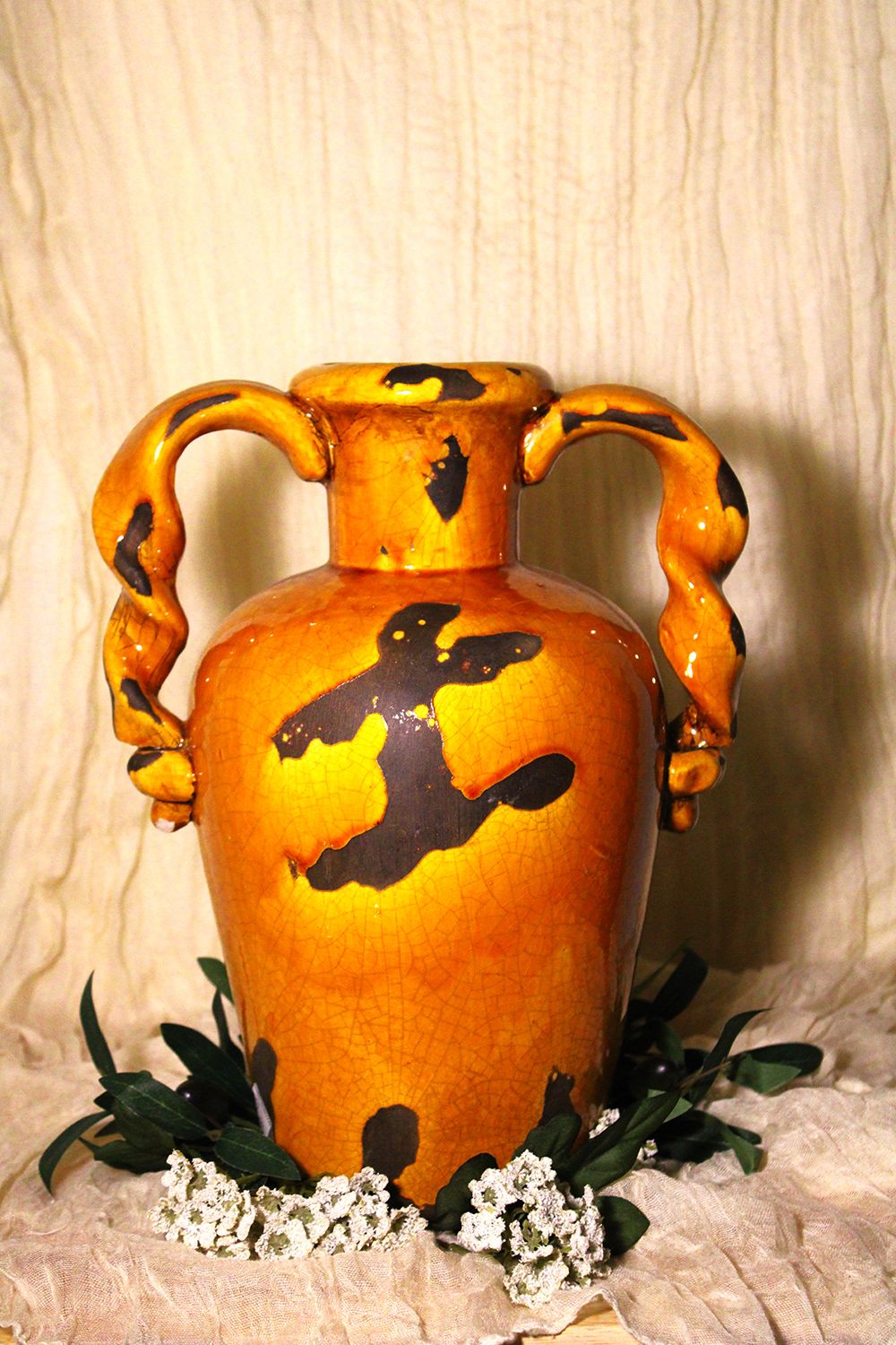 Vintage Gold Drip Glaze Pottery