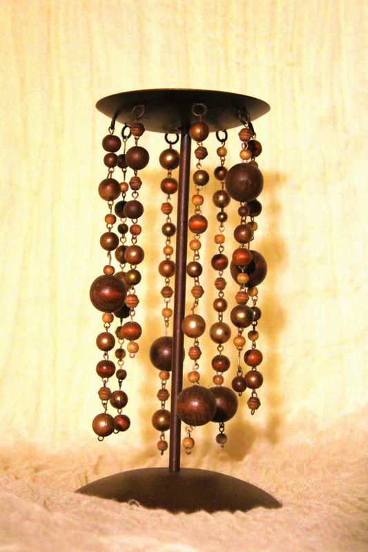 Wooden Beaded Candle Holder
