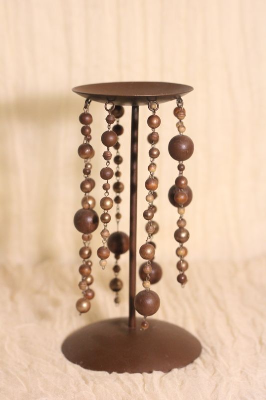 Wooden Beaded Candle Holder