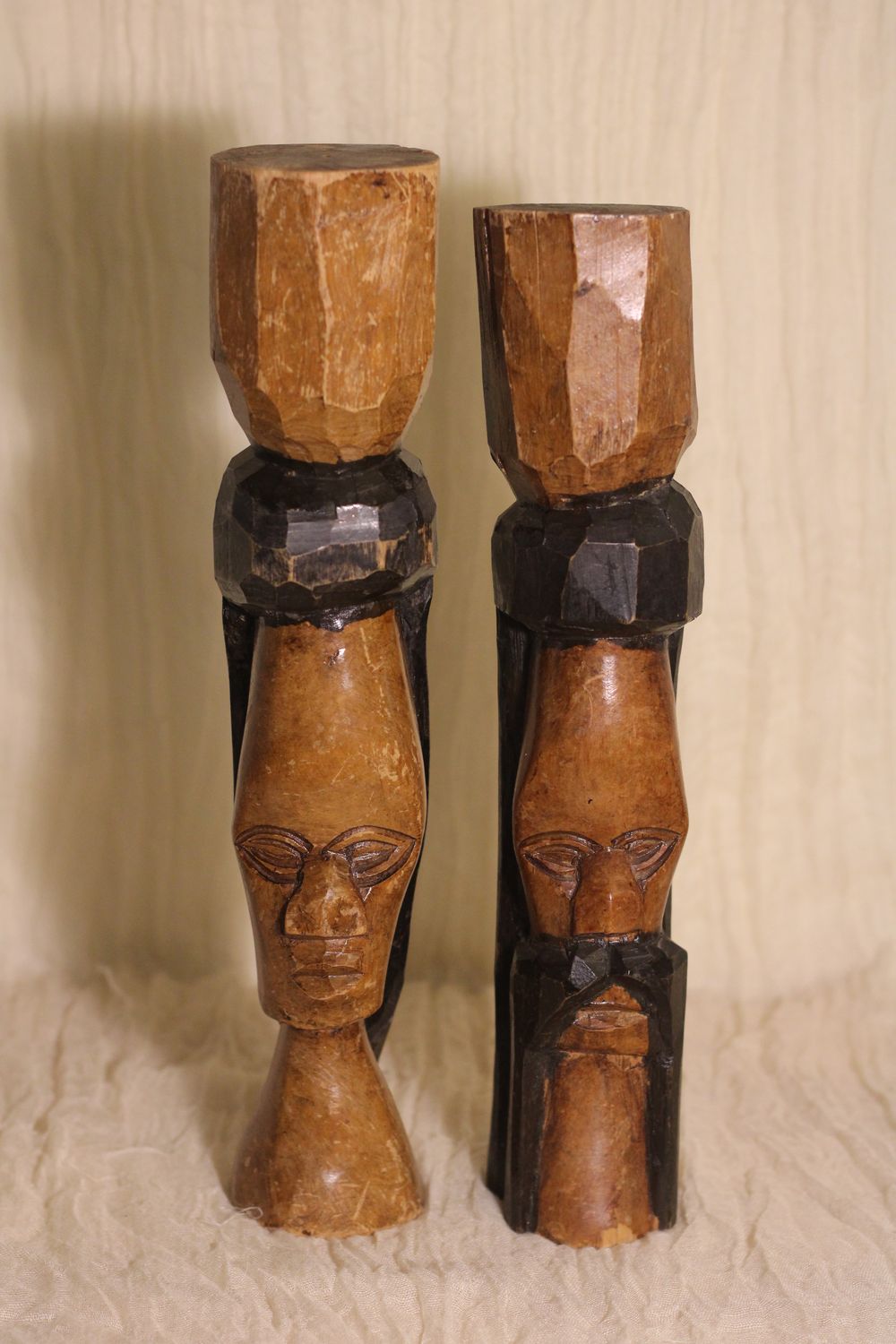Vintage Hand Carved Man/Woman Statues
