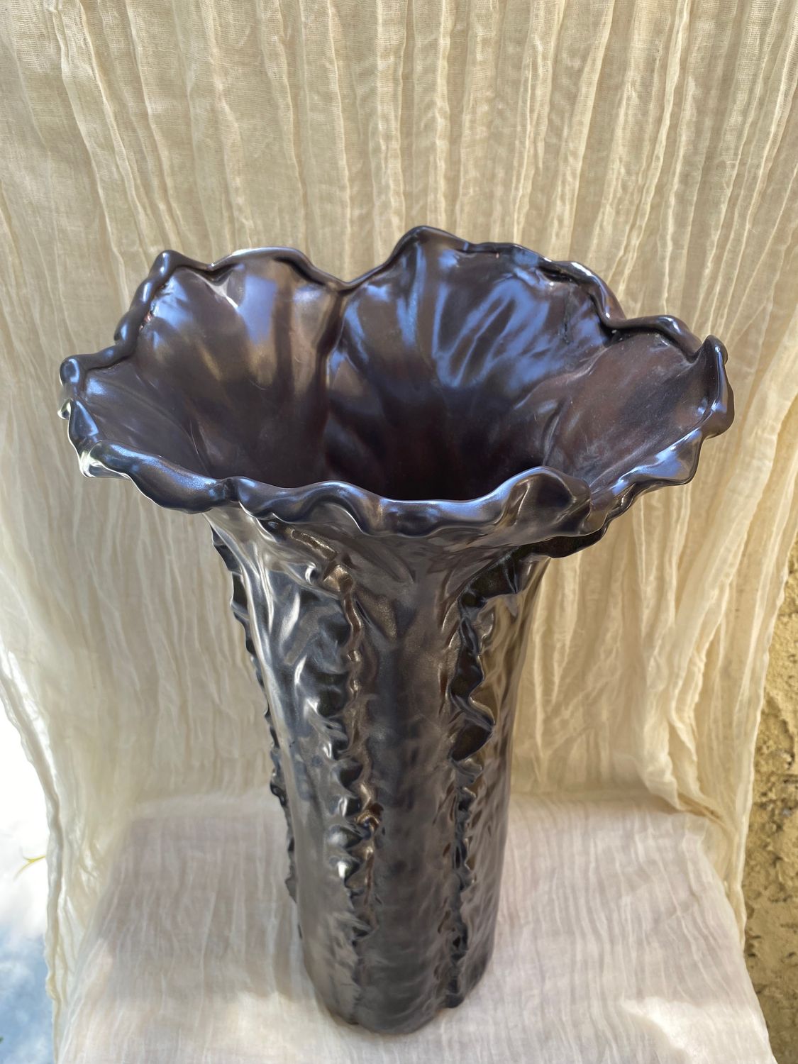 Hand Painted Brown Flower Vase