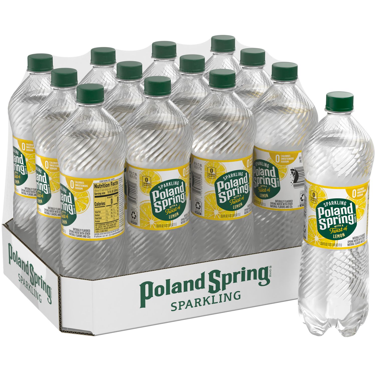 Poland Spring Sparkling Water  Lemon 12/1 Liter