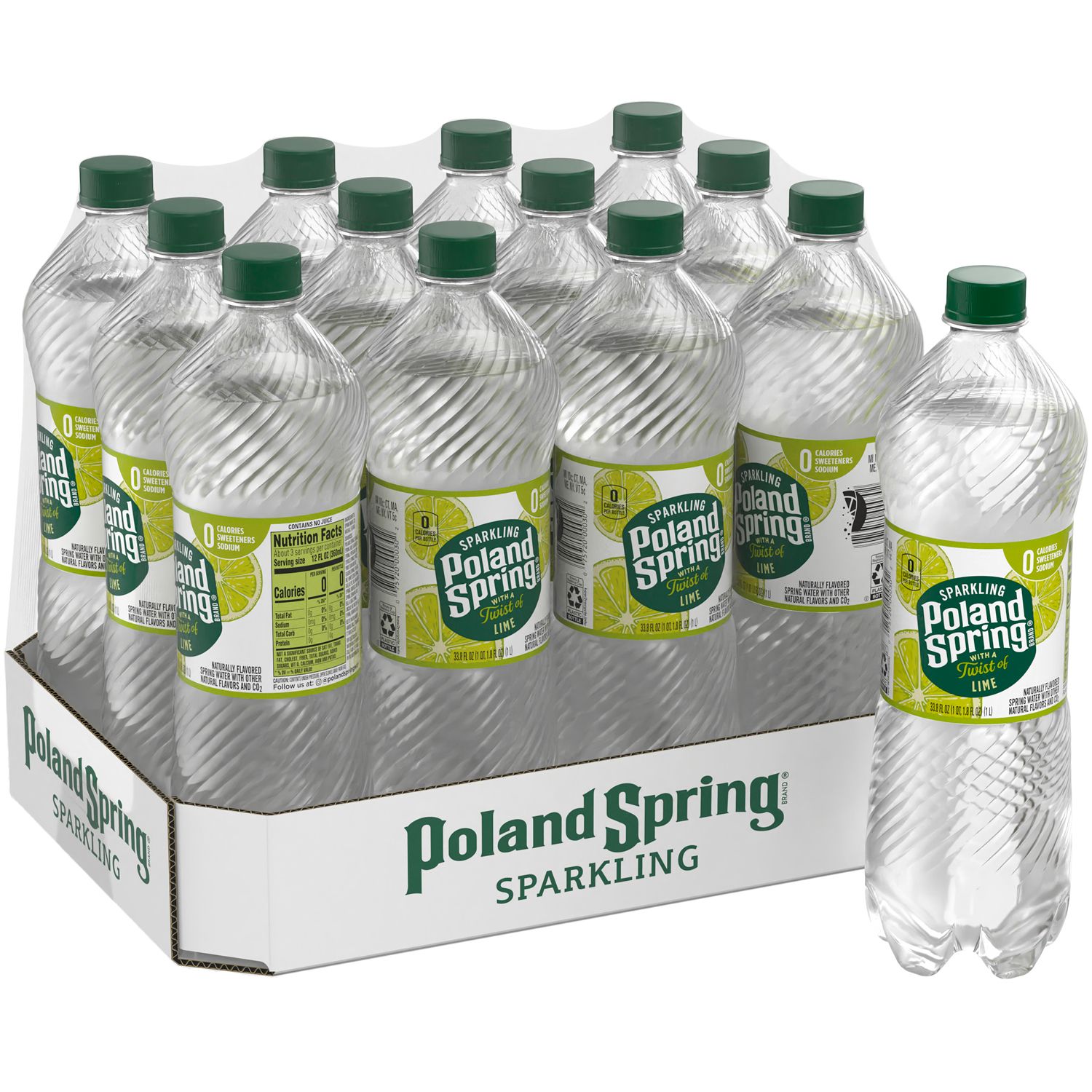 Poland Spring Sparkling Water  Lime 12/1 Liter