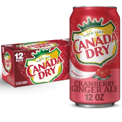 Canada Dry Cranberry Ginger ale 12 oz cans Case of 24 (2/12 Packs)