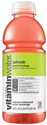 Glaceau Vitamin Water 20 oz - Refresh (Tropical Mango) - Case of 24