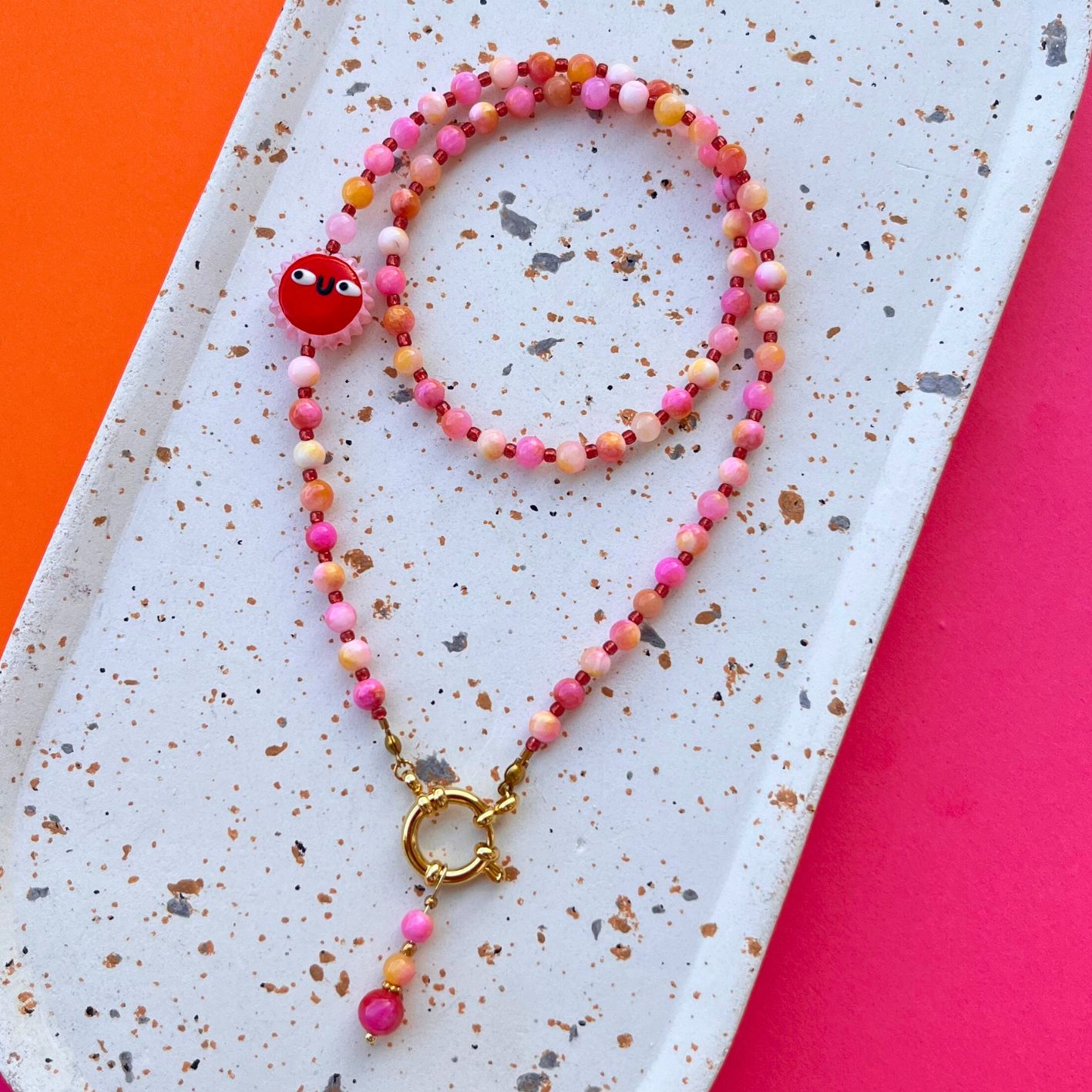 Naszyjnik z różowego jadeitu