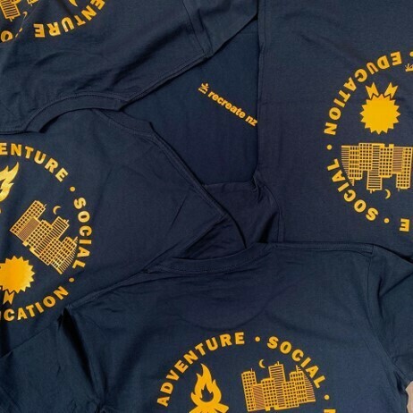 Four Streams Long Sleeve Tee - Navy with Gold Print Four Streams Long Sleeve Tee - Navy with Gold Print