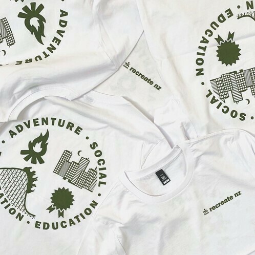 Four Streams Long Sleeve Tee - White with Olive Print Four Streams Long Sleeve Tee - White with Olive Print