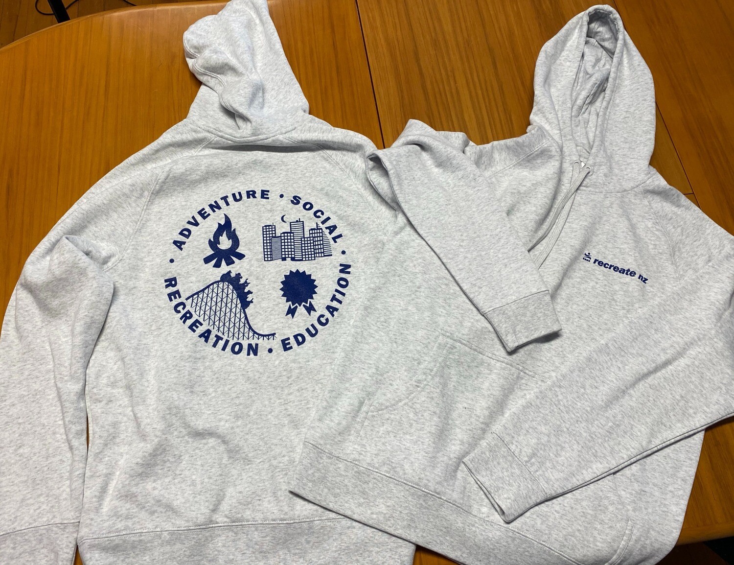 Four Streams Hooded Sweatshirt - White Marle with Navy Print Four Streams Hooded Sweatshirt - White Marle with Navy Print