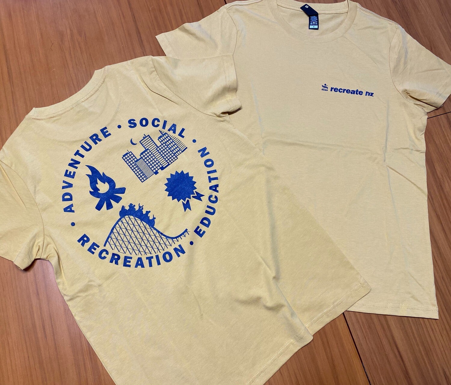 Four Streams Tee: Mustard with Navy Print (Womens Cut) Four Streams Tee: Mustard with Navy Print (Womens Cut)