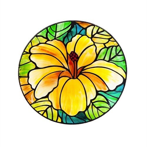 Birdbath Bowl - Art Nouveau Hibiscus