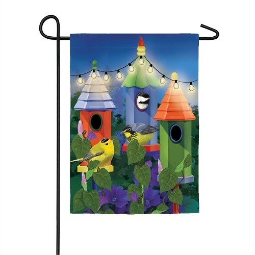 Garden Flag - Solar Birdhouse Lights
