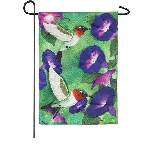 Garden Flag - Morning Glory Hummingbirds