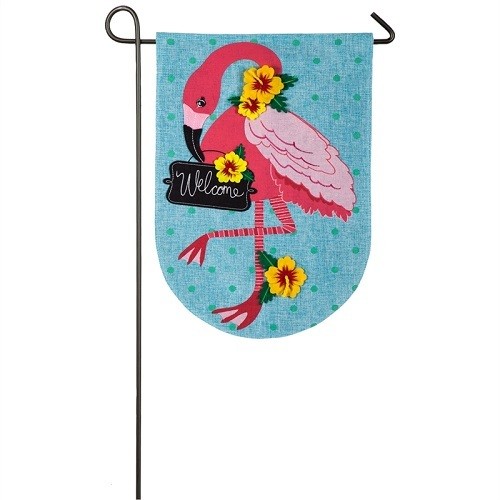 Garden Flag - Welcome Flamingo