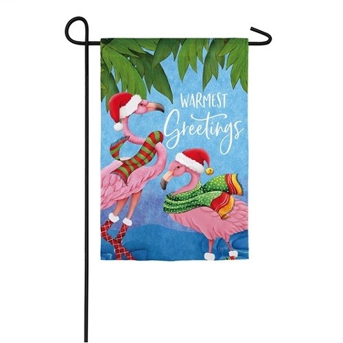 Garden Flag - Warmest Flamingo Greetings