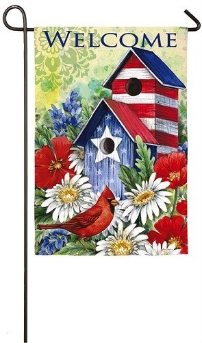 Garden Flag - Patriotic Birdhouse